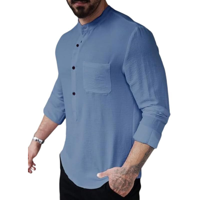 Miramichi Men's Casual Full-Sleeve Cotton Blend Kurta Shirt - Solid Pattern, Regular Fit, Long Length (Xl, Grey)