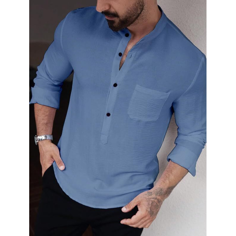 Miramichi Men's Casual Full-Sleeve Cotton Blend Kurta Shirt - Solid Pattern, Regular Fit, Long Length (Xl, Grey)