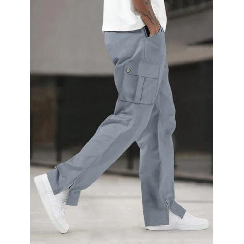 Lymio Men Cargo Pants Cotton - Grey (Cargo-33-Xl)