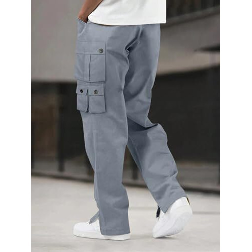 Lymio Men Cargo Pants Cotton - Grey (Cargo-33-Xl)