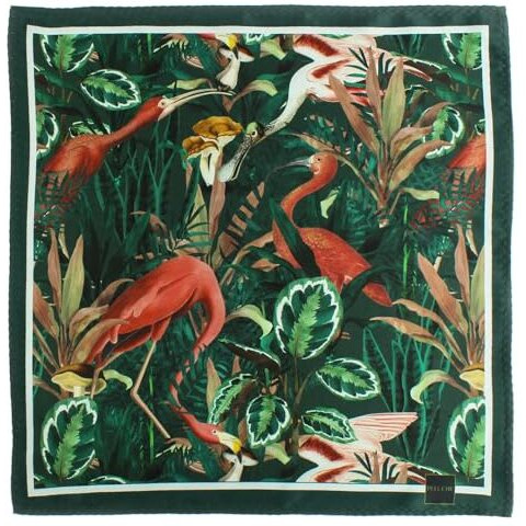 Peluche Tropical Tango Green Pocket Square For Men (14X14 Inches)
