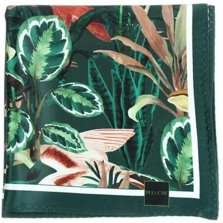 Peluche Tropical Tango Green Pocket Square For Men (14X14 Inches)