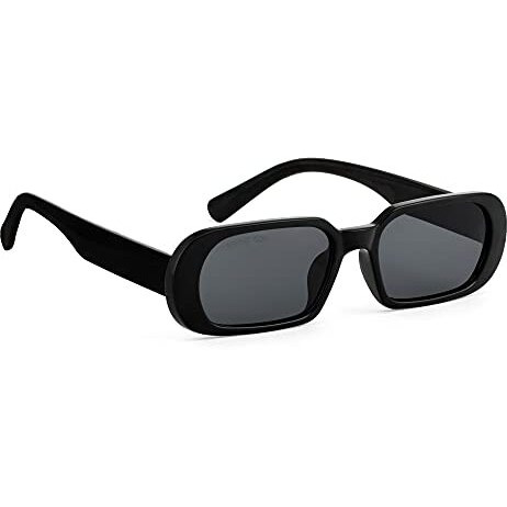Royal Son Vintage Narrow Rectangular Non-Polarized Sunglasses For Men Women Driving Uv Protection - Black - No, Small
