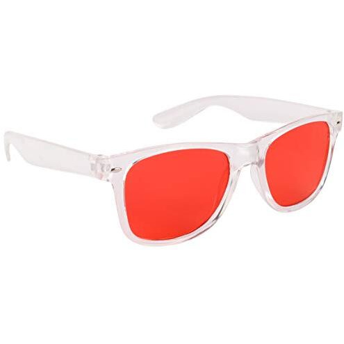 Nuvew Uv Protected Rectangular Unisex Sunglasses - (Red Lens | Clear Frame | Medium Size | Nw-876-27)
