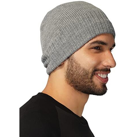 Isweven Winter Cap For Men & Women | Inside Fur Woolen Unisex Beanie Cap | Men's And Women's Warm Winter Hat Unisex-Adult Soft Wool Slouchy Stylish Skull Beanie Cap (Wc4137B, Grey, Free Size)