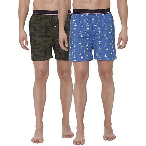 Urban Scottish Ultra-Comfortable Men's Boxer Pants (Pack Of 2), 100% Cotton With Stylish Print, Soft & Stretchy Elastic Waist Band, Hardwearing Stitching & Gentle Snug Fit (Usbx1908-Xxl)