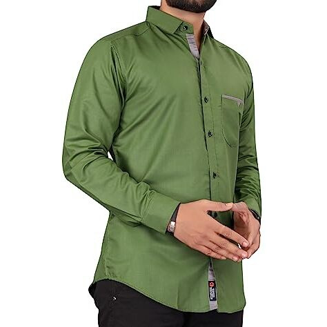 Cb-Colebrook Men's Cotton Solid Relaxed Fit Casual Shirt (C-1030_Forest Green, Large