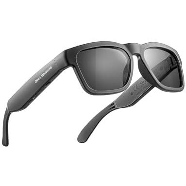 Oho Sunshine Unisex-Adult Audio Rectangular Polarized Sunglasses, Bluetooth 5.0 Version Wireless, Open Ear Style Listen Music And Calls - Pack Of 1 (Black Frame-Black Lens, One Size)