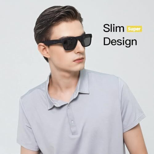 Oho Sunshine Unisex-Adult Audio Rectangular Polarized Sunglasses, Bluetooth 5.0 Version Wireless, Open Ear Style Listen Music And Calls - Pack Of 1 (Black Frame-Black Lens, One Size)