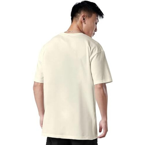 Veirdo Pure Cotton Half Sleeve Round Neck Oversize Loose Fit Swan White T-Shirt For Men (Os_100_Mkdpstf_Sw_Xxl)