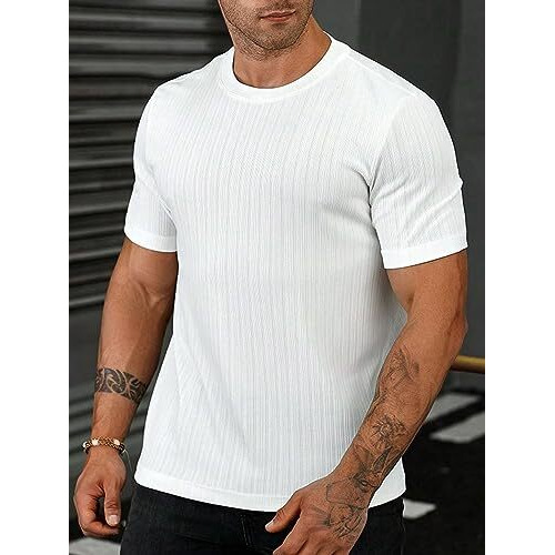 Smowkly Solid Colored Round Neck T- Shirt For Men || Mens T Shirt || Trendy T Shirt 1279_Wt_M White