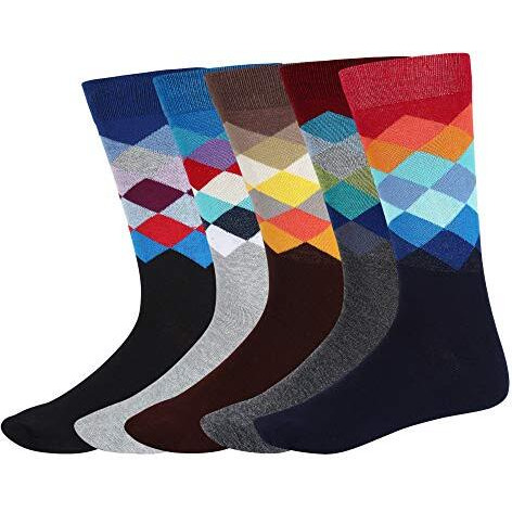 Sidewok Men's Calf Length Cotton Socks (Pack Of 5) (Scs-Fl-03_Multicolored)