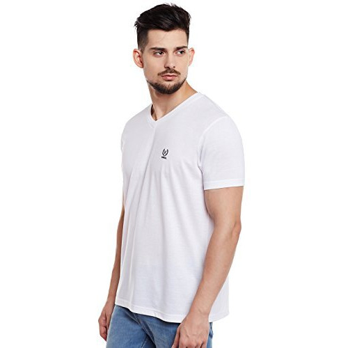 Mack Jonney White V Neck Cotton Regular Fit Tshirt For Men (Pack Of 1)-Vee-White01-Xxl