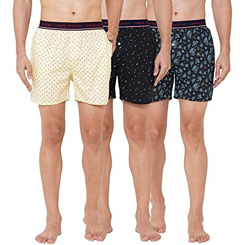 Urban Scottish Ultra-Comfortable Men's Boxer Pants (Pack Of 3), 100% Cotton With Stylish Print, Soft & Stretchy Elastic Waist Band, Dynamic Movement & Breathable With Gentle Snug Fit (Usbx2113-M)