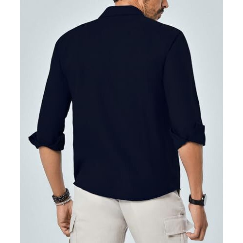 Tagdo Men's Cotton Blend Full Sleeve Solid Shirt With Pocket (Full-Pocket-5169-Navy-Xxl)