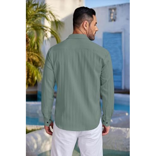 Royalscout Men's Solid Regular Fit Shirt (2_Pop_222_Green & Peach