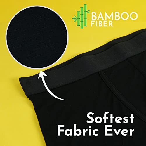 Heelium Bamboo Underwear For Men (Trunk), 3X Softer Than Cotton & Odour Free, Stretchy Fabric & Durable Waistband - Black Pack Of 2 Medium