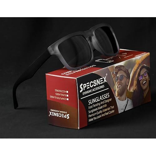 Specsnex Nexgen Rubber Coated Goggles For Men | Polarized Sunglasses | Uv Protected Driving, Riding, Stylish, Anti Glare Glasses (Nex-Cpgry | Grey)