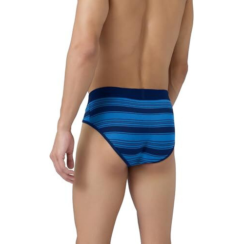 Xyxx Men's Pure Cotton Regular Striped Brief (Pack Of 2) (Xy_Cr1_Brf_01_2_3_Cardinal Red+Pacific Blue_M)