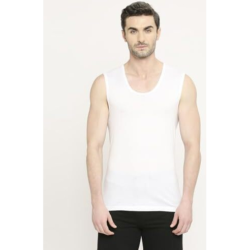 Vip Fab Men's Broad Shoulder 100% Cotton Round Neck Muscle Vest (Pack Of 4, 85Cm) White