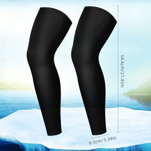 Proberos One Pair Leg Sleeves, Upf 50+ Sports Leg Sleeves, Ice Silk Compression Leggings, Unisex Compression Sun Protection Sleeves, Breathable, Anti-Uv, For Running, Cycling, Outdoor Fitness, Black