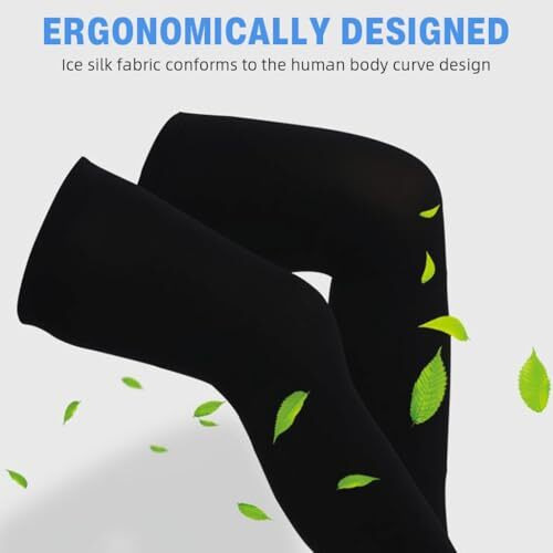 Proberos One Pair Leg Sleeves, Upf 50+ Sports Leg Sleeves, Ice Silk Compression Leggings, Unisex Compression Sun Protection Sleeves, Breathable, Anti-Uv, For Running, Cycling, Outdoor Fitness, Black