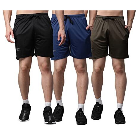 Mack Jonney Dryfit Solid Lycra Multicolor Shorts For Men (Pack Of 3)-Dryfit_D11_Blk_Blu_Olv_03-M