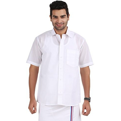 Prakasam Cotton Men's Regular Fit Mono Cotton Half Sleeve Shirt (46-Size)
