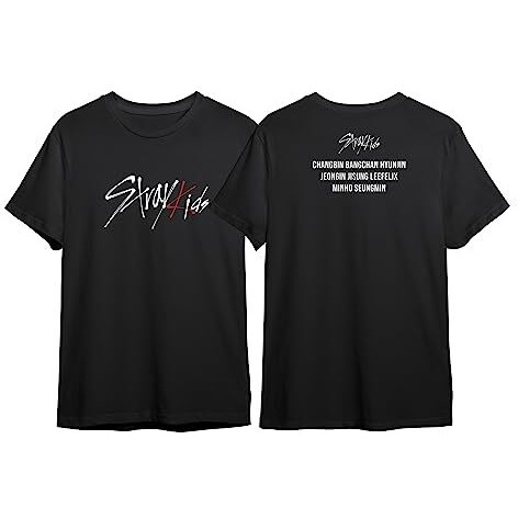 Kpop Stray Kids Unisex Printed Regular Fitted Black T Shirt For Men & Women(Small)