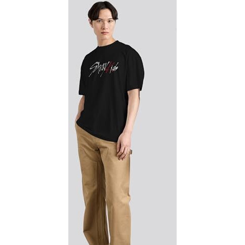 Kpop Stray Kids Unisex Printed Regular Fitted Black T Shirt For Men & Women(Small)