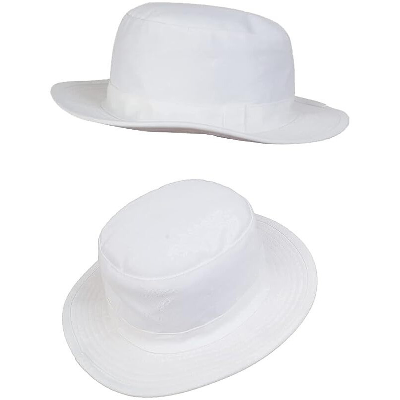 Primebox Cotton Classic Packable Beach Outdoor Fishing Bucket Sun Hat For Men Women Adult Boys Teen Round Big Wide Brim Floppy Summer Sun Protection Hat (White 2Pcs Combo)