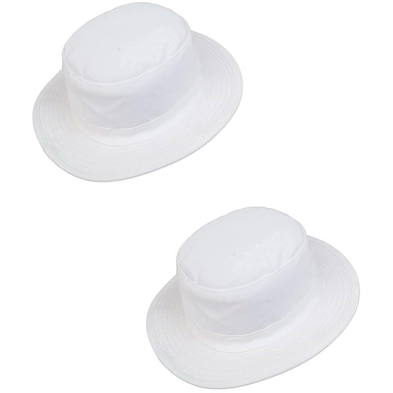 Primebox Cotton Classic Packable Beach Outdoor Fishing Bucket Sun Hat For Men Women Adult Boys Teen Round Big Wide Brim Floppy Summer Sun Protection Hat (White 2Pcs Combo)