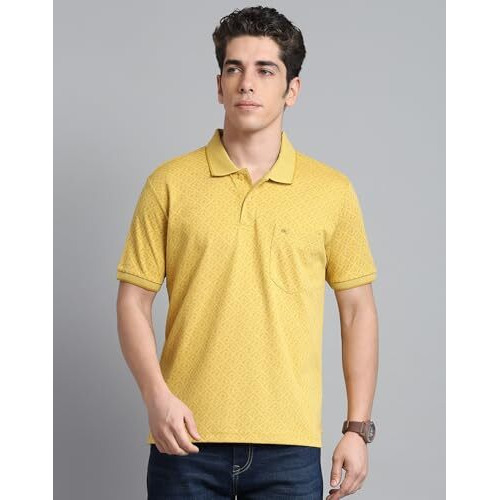 Monte Carlo Men's Regular Fit Polo T-Shirt | Half Sleeve | Printed Collared Tee | Casual Everyday Wear | Stylish & Comfortable Tshirt For Men Yellow Xl (Pack Of 1)