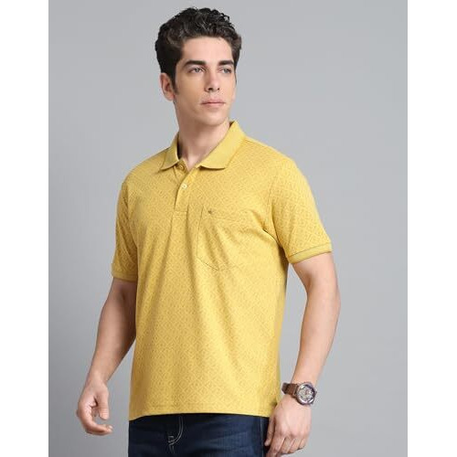 Monte Carlo Men's Regular Fit Polo T-Shirt | Half Sleeve | Printed Collared Tee | Casual Everyday Wear | Stylish & Comfortable Tshirt For Men Yellow Xl (Pack Of 1)