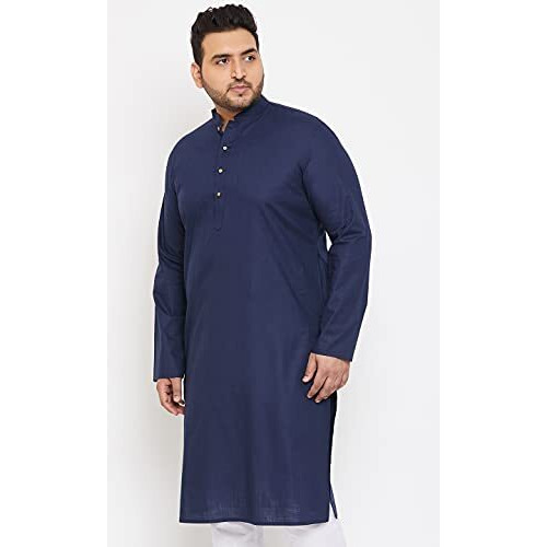 Vastramay Plus Mens Cotton Blend Navy Blue Kurta - Timeless Elegance For Festivals & Events_Vplusmk007Nb_50
