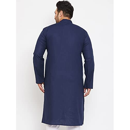 Vastramay Plus Mens Cotton Blend Navy Blue Kurta - Timeless Elegance For Festivals & Events_Vplusmk007Nb_50