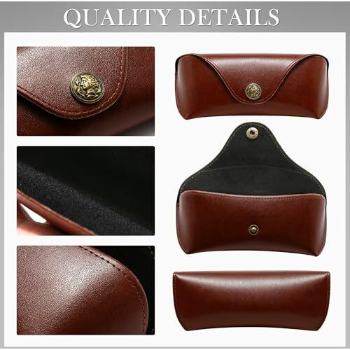 Sungait Sunglasses Case For Men Women Portable Leather Eyeglasses Case Hard Shell - Slim Case For Multiple Sunglasses (Brown)