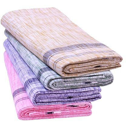 Green Tee Men Cotton Lungi - Pack Of 4 (2 Meters)