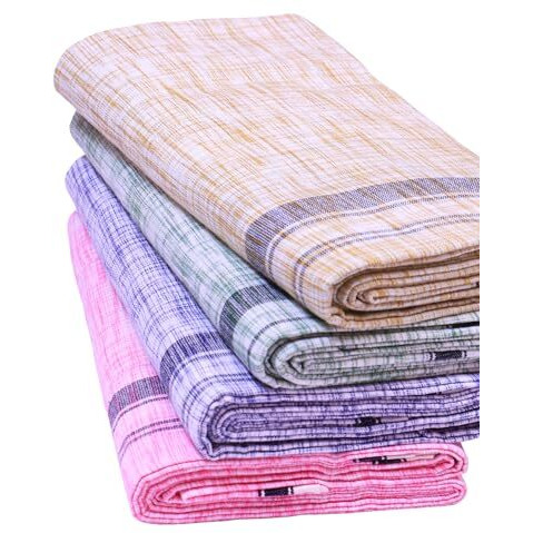 Green Tee Men Cotton Lungi - Pack Of 4 (2 Meters)