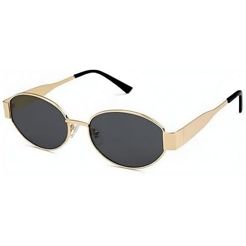 Roshfort Hexagon Sunglasses For Men & Women, Geometric Design, Stylish Uv Protection Sunglasses, Trendy Eyewear For Fashionable Outdoor Look. (Gold Black, D-2)