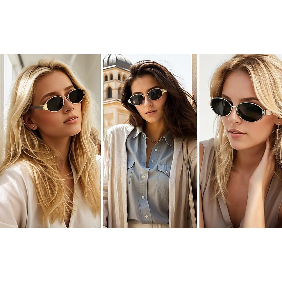 Roshfort Hexagon Sunglasses For Men & Women, Geometric Design, Stylish Uv Protection Sunglasses, Trendy Eyewear For Fashionable Outdoor Look. (Gold Black, D-2)