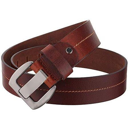 Club Spunky Casual Tan Color Genuine Leather Belt With Double Prong Buckle For Jeans And Casual Wear Belt For Men Stylish Leather For Mens/Boys ||Csbl-Brbkl-05|| (32, Tan)