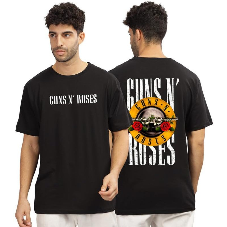 Indissh Oversized Tshirt | Music Printed Oversized T-Shirt Gnr | Black-L