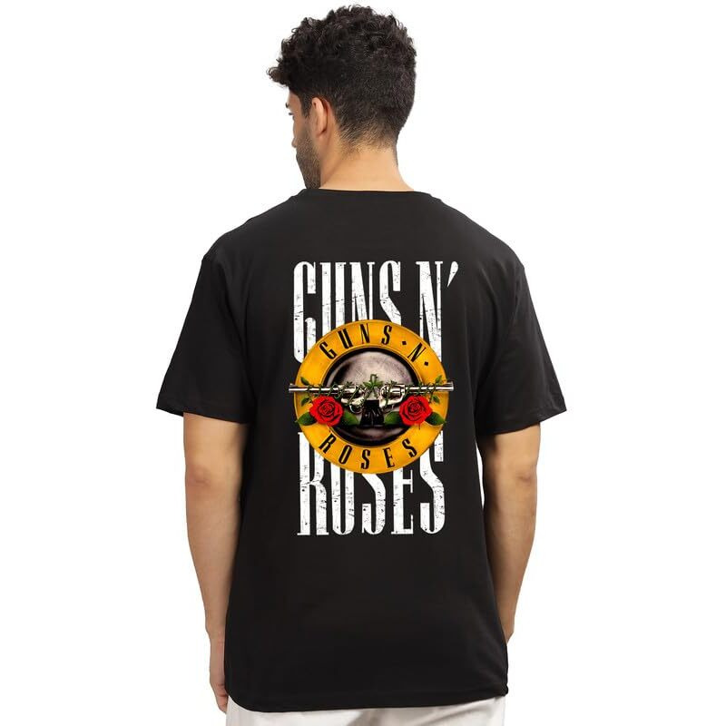Indissh Oversized Tshirt | Music Printed Oversized T-Shirt Gnr | Black-L