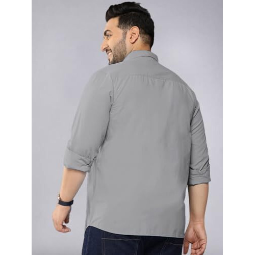 Elyyork Men's Solid Regular Fit Shirt (M-Plus-094Xl_Grey