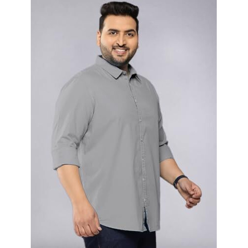 Elyyork Men's Solid Regular Fit Shirt (M-Plus-094Xl_Grey