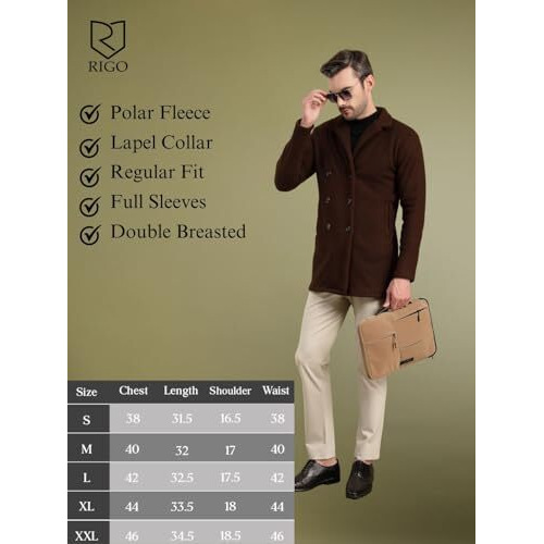 Rigo Cotton Polar Fleece Solid Overcoat For Men | Regular Fit Lapel Collar Long Jacket Overcoat | Winter Wear Men's Long Overcoat