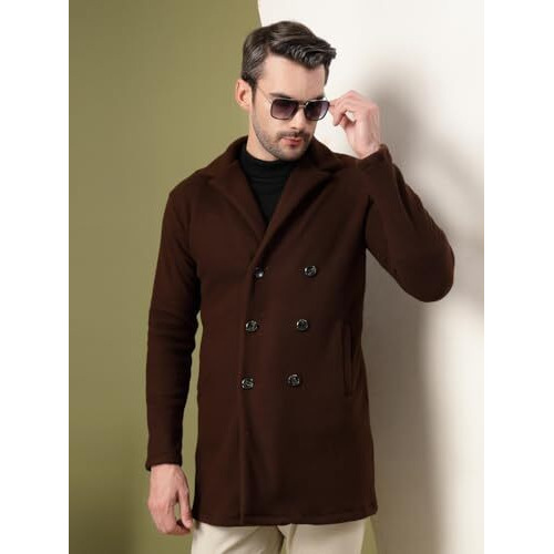 Rigo Cotton Polar Fleece Solid Overcoat For Men | Regular Fit Lapel Collar Long Jacket Overcoat | Winter Wear Men's Long Overcoat