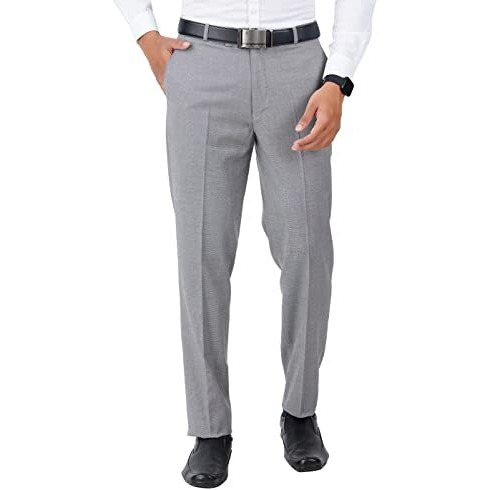 Mc Henry Men's Regular Fit Stretchable Formal Trousers For Men (34, Ash Grey)