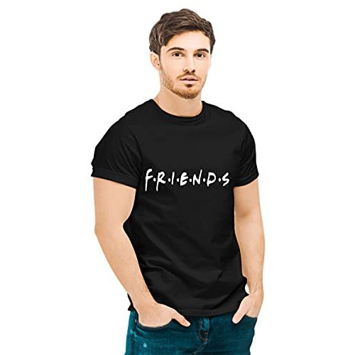 Hangout Hub Men's Round Neck T-Shirt Friends (BlackLarge (40) ) Pack Of 1 T-Shirt